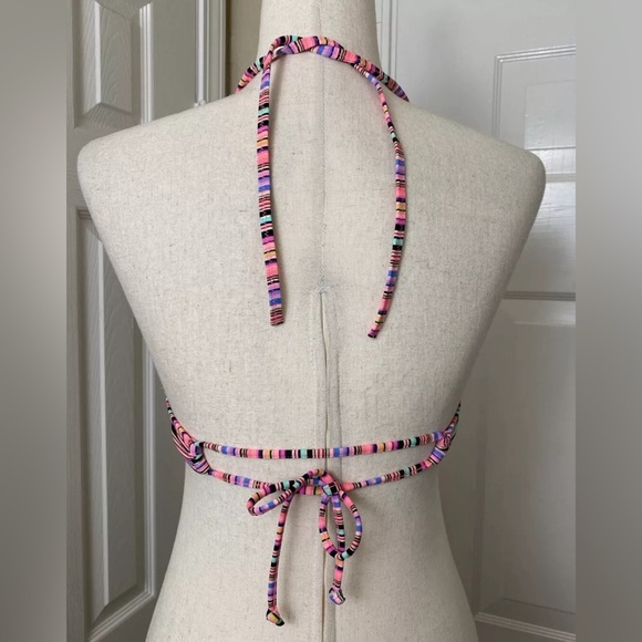 Victoria’s Secret Womens Bikini Swim Top Size 34B Pink Multicolor Padded - Picture 2 of 6